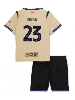 Billige Barcelona Jules Kounde #23 Bortedraktsett Barn 2025-26 Kortermet (+ Korte bukser)
